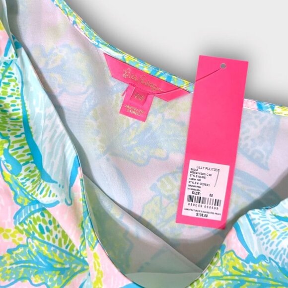 NEW Lilly Pulitzer Avena One-shoulder Top 00 Urchin Pink Lemon Tie Bow NWT - Picture 4 of 7